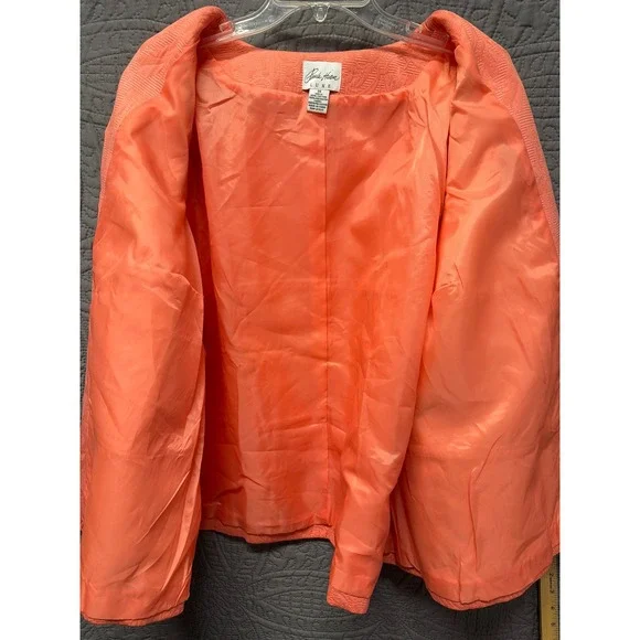 Paula Hein Luxe Coral Textured Paisley Open Front Jacket Blazer 2X - Picture 3 of 11